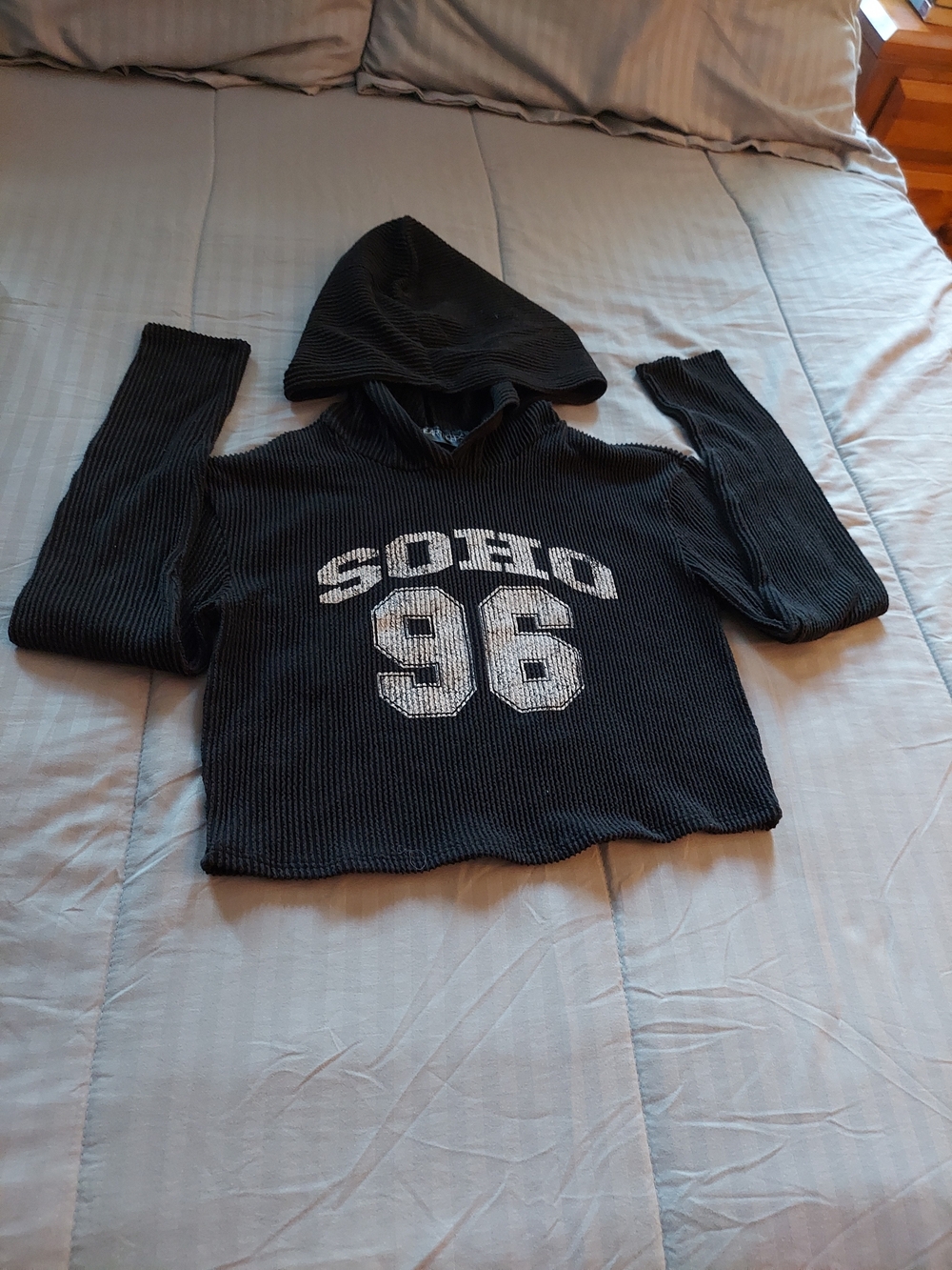 Soho '96 Black Womens Hoodie Crop Top